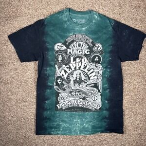 Liquid Blue Led Zeppelin Electric Magic Tie Dye Shirt Mens Medium Green Black